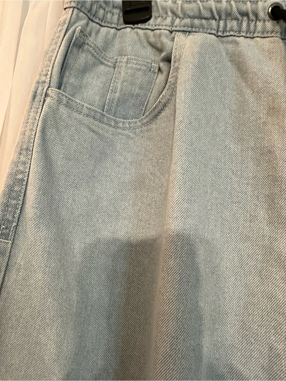 Volcom Men’s Light Wash Denim Wide-Leg Lounge Pants with Pockets and Drawstring